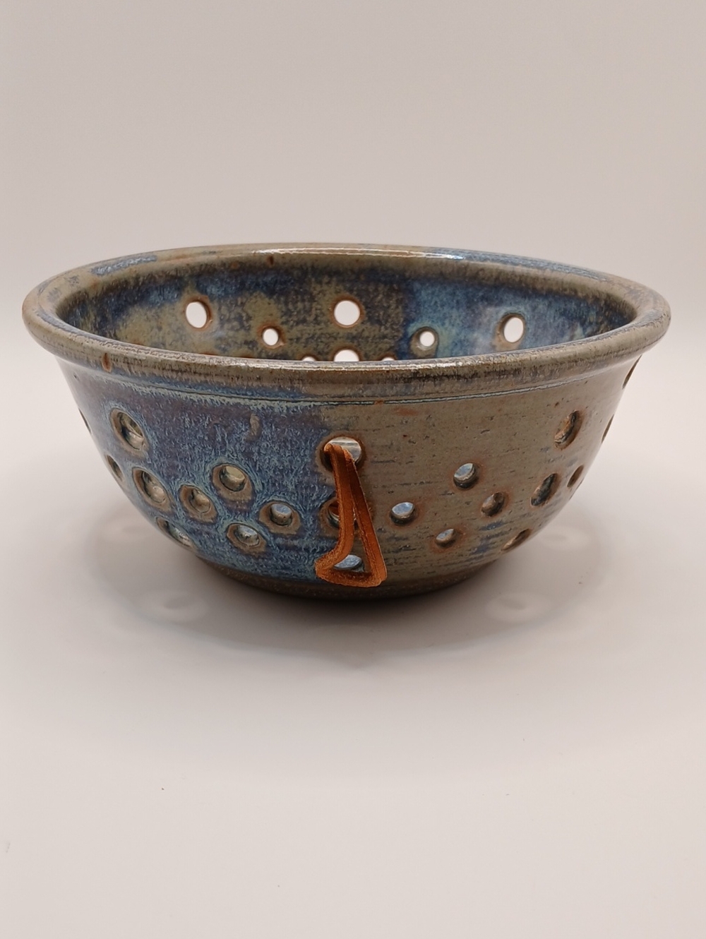 Pottery Berry Bowl Colander Artist Signed and Dated 2000